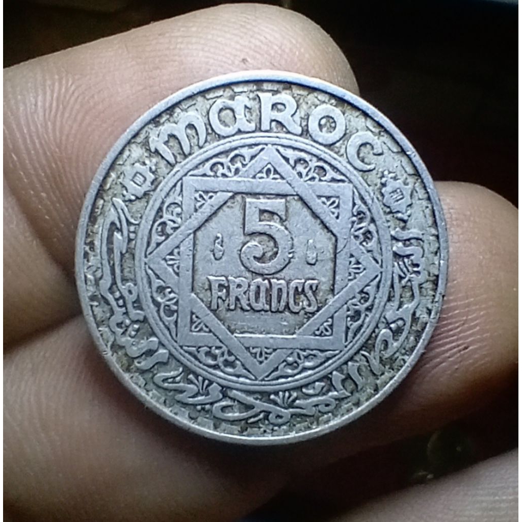 Koin Negara Maroko 5 Francs 1950