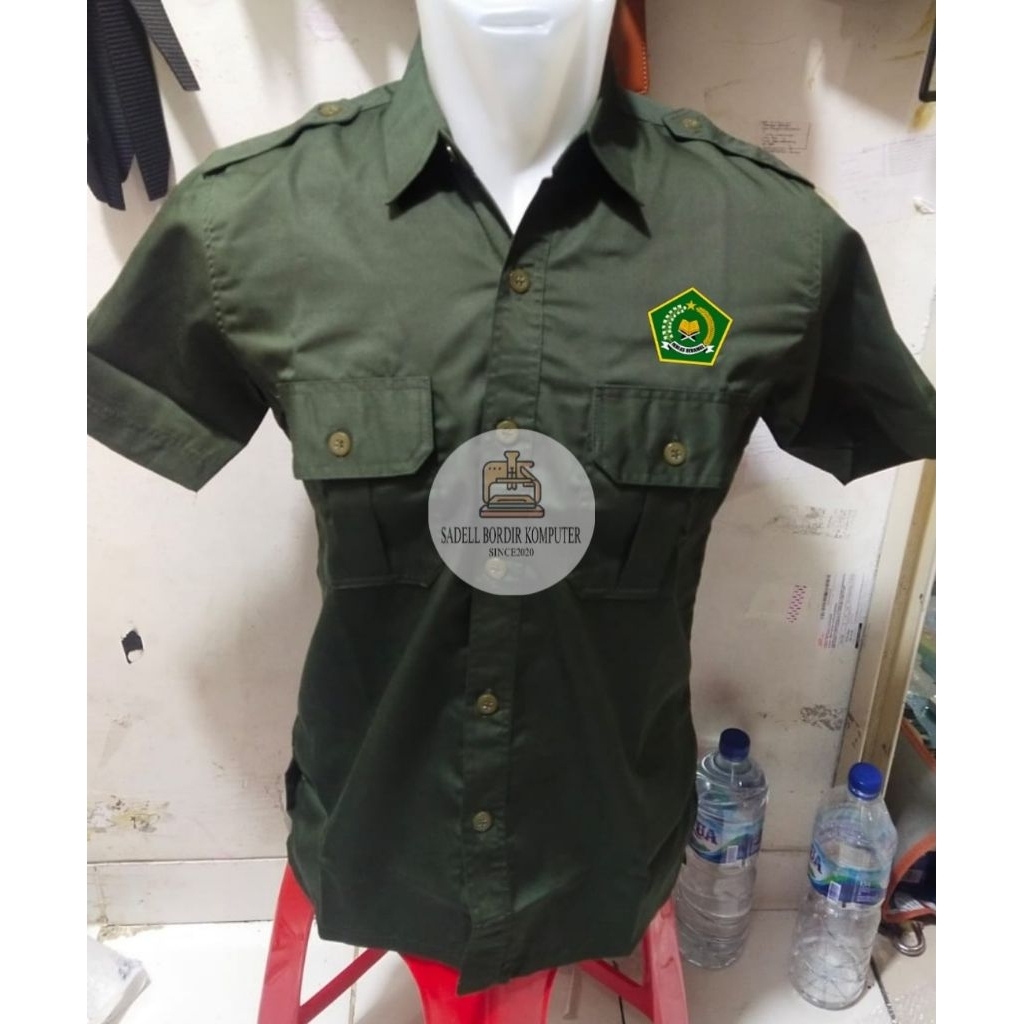 Kemeja Kementrian Agama RI Seragam KEMENAG RI Hijau Army PDH Lengan Pendek Pria