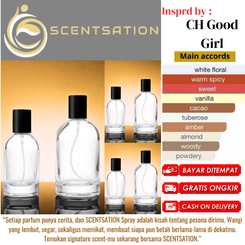SCENTSATION - Parfume spray inspired by goodd girlll parfum bibit essence spray grade A ch goodd gir
