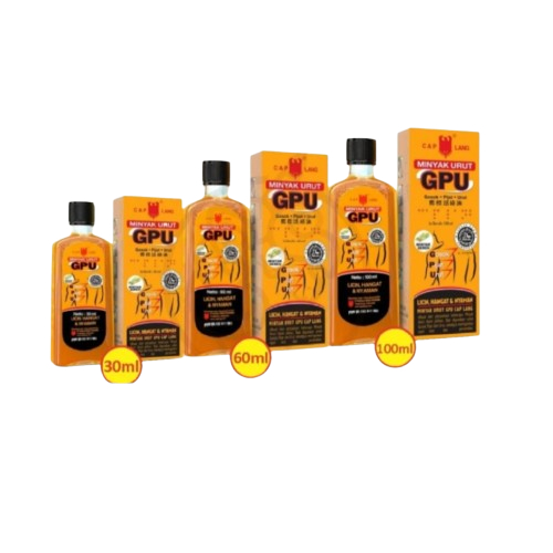 Minyak Urut GPU Aroma Sereh Tersedia Semua Ukuran GPU 30ml GPU 60ml GPU 100ml