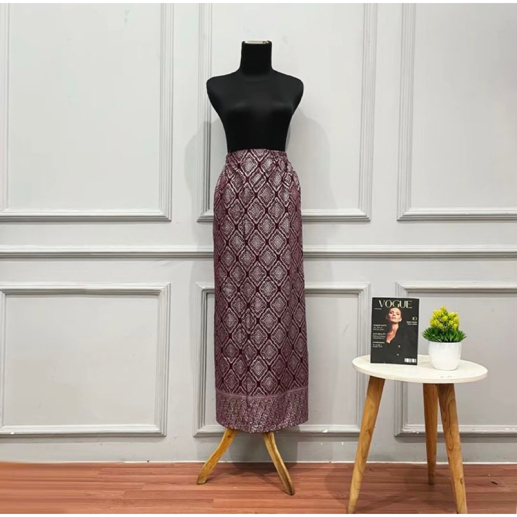 (BARU) Rok Batik Span Maroon - Rok Kebaya Instan