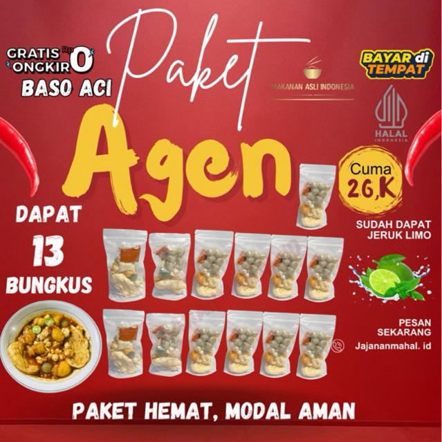 

Baso Aci 13 bungkus hemat / bakso aci Original Kuah Pedas instan, boci cemilan murah isi banyak