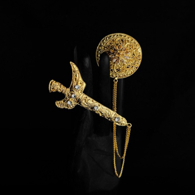 TAKSU JEWELRY - Bros Keris Alpaka Bali Premium Lapis Emas Bros Beskap Baju Safari Pengantin