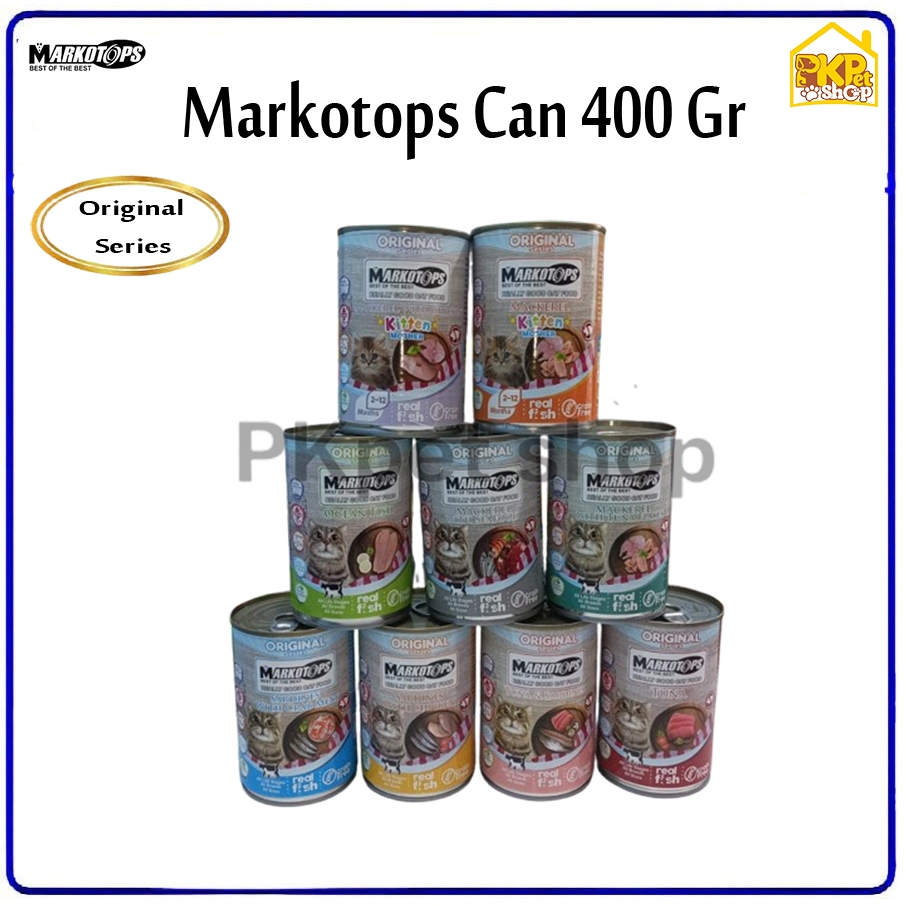 Makanan Kucing Basah MARKOTOPS Kaleng 400 gr Untuk Kitten Dan Adult - Pakan Kucing Kaleng Termurah