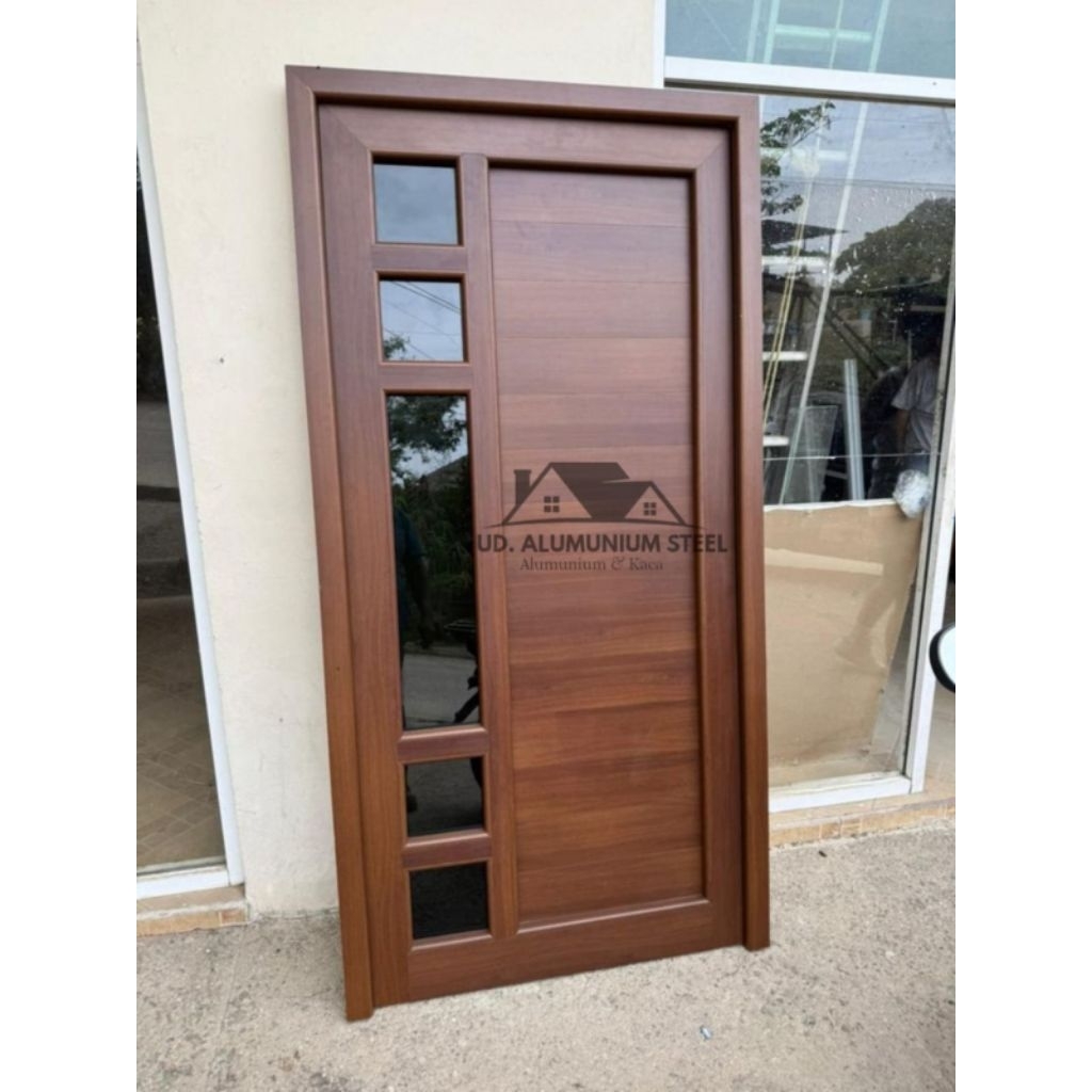 KUSEN+PINTU ALUMUNIUM SPANDREL MOTIF SERAT KAYU 3 inch BISA CUSTOM(FREE PACKING KAYU)