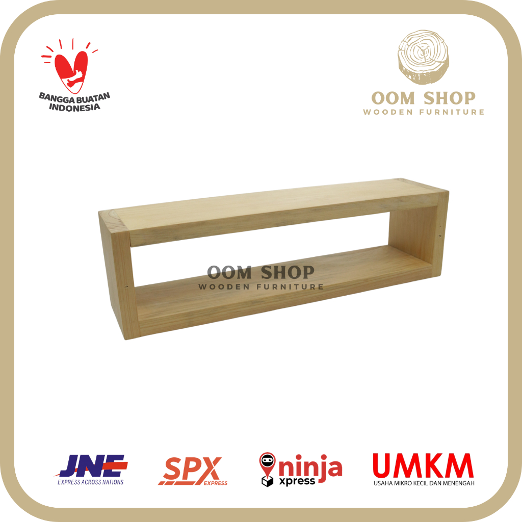 Rak Buku Kotak Persegi Panjang Rak Kayu Pinus Tempat Buku Bumbu Dapur Gantung Dinding