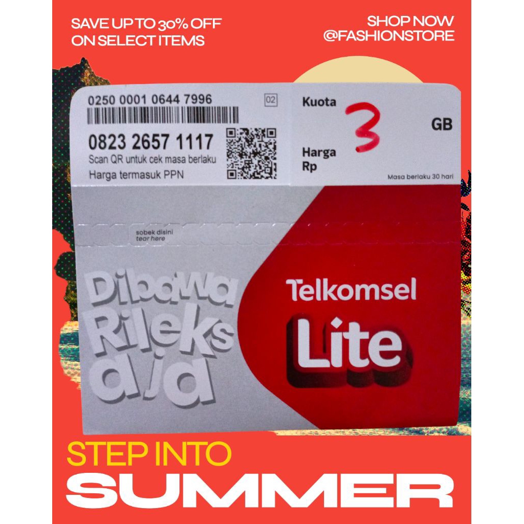 nomor cantik Telkomsel isi 3gb 232 657 111 7
