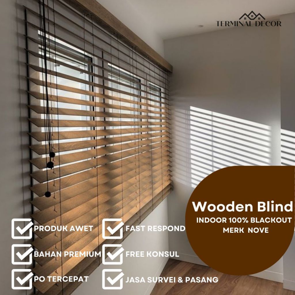 WOODEN Blind/Krey Kayu Untuk Indoor Merk NOVE