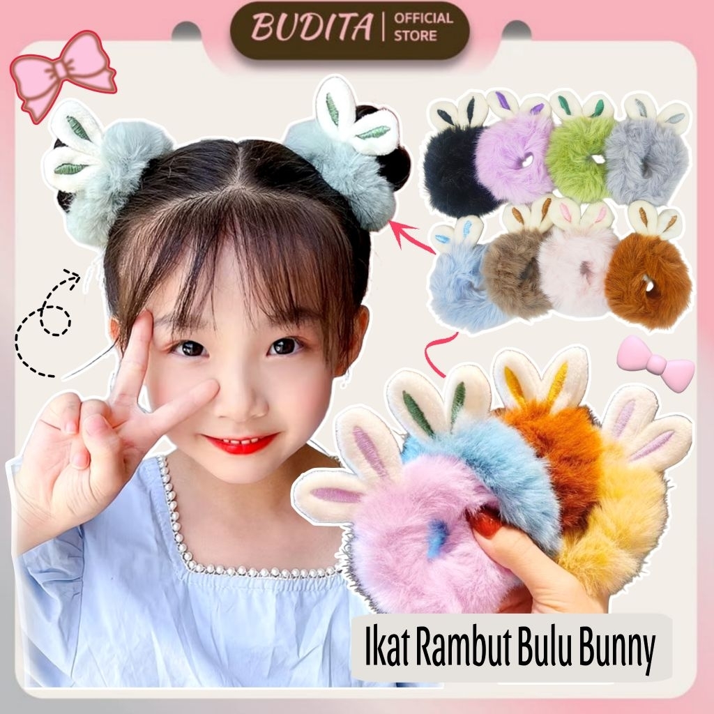 Scrunchie Lucu | Scrunchie | Ikat Rambut Cherry | Scrunchie Grosir | Ikat Rambut Bulu Bunny | BDT