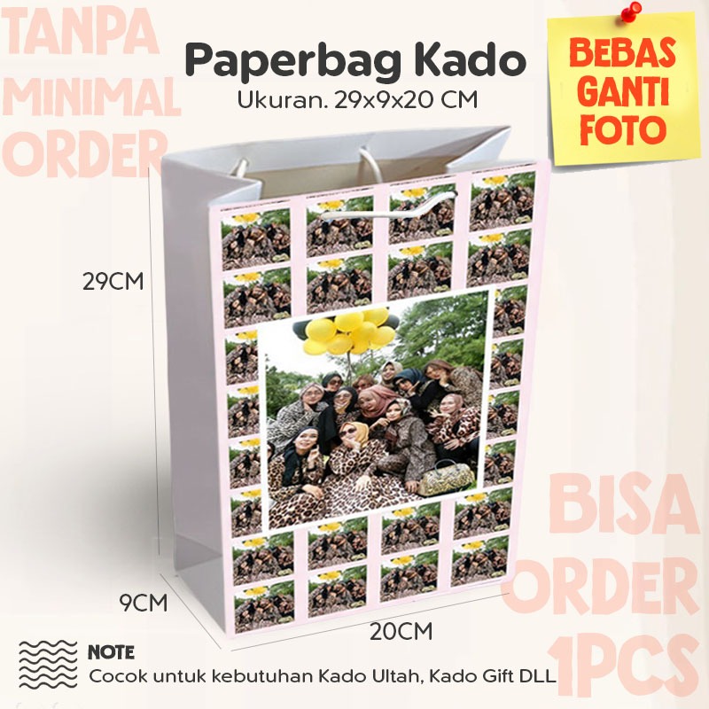 

(BEBAS FOTO) Paperbag Tas Ulang Tahun 29x9x20 CM All Size / Paper Bag Ulang Tahun Putih Bebas Sesain