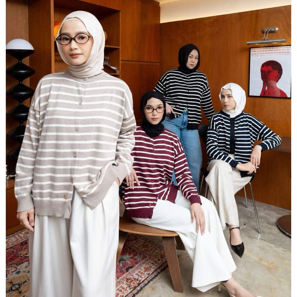 ARASCARF STRIPE CARDIGAN | VISCOSE CARDIGAN | BIG STRIPE