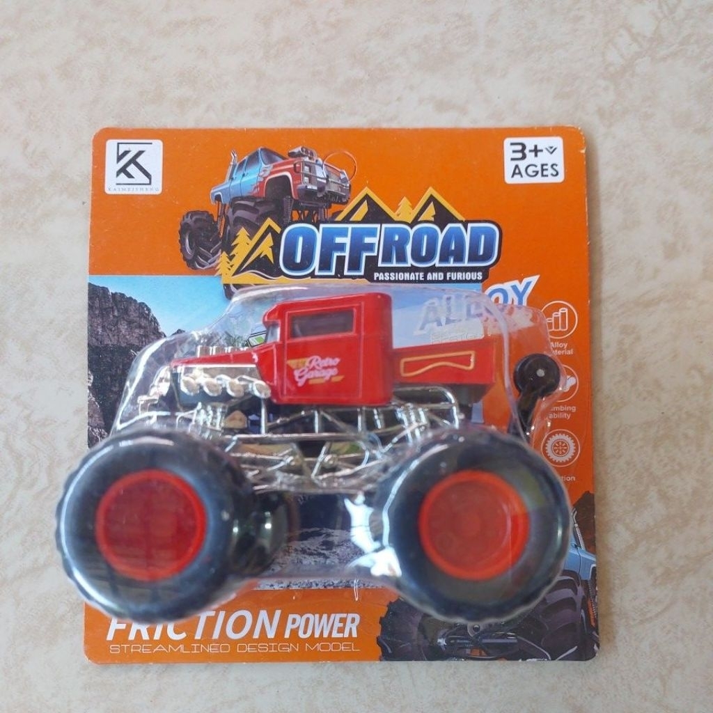 MERAH OFF ROAD MONSTER TRUCK ALLOY BIGFOOT FRICTION POWER BIGFOOT OFF ROAD MATERIAL MONSTER TRUCK AL