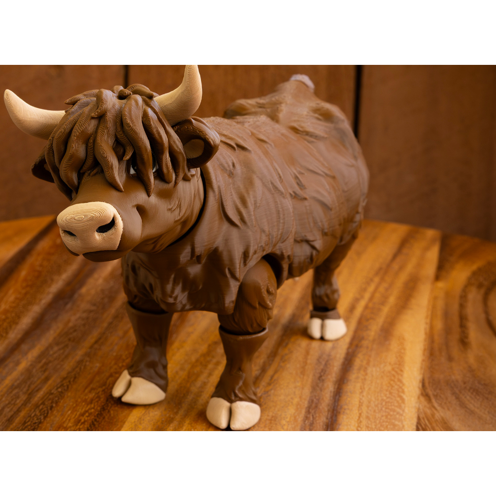 Mainan Hewan Sapi Highland Artikulasi Realistik | Figurine Plastik Koleksi 18cm