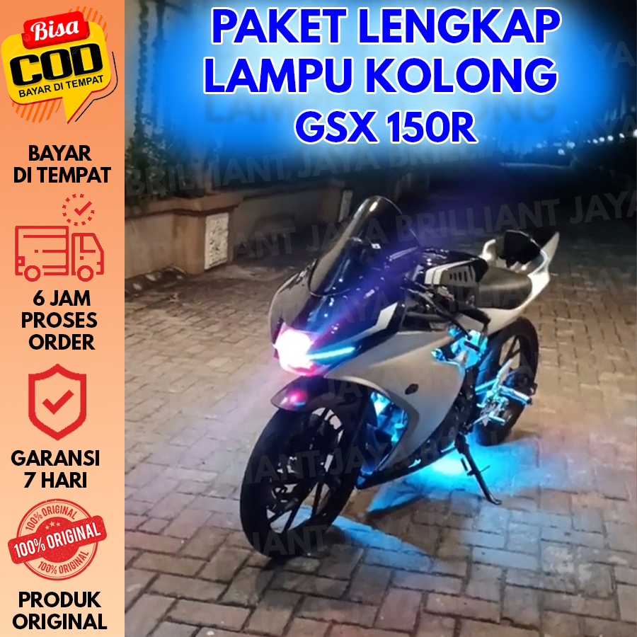 PAKET LENGKAP LAMPU KOLONG LED SUZUKI GSX 150R BONUS STIKER HOLOGRAM LAMPU KOLONG + KABEL 3 METER + 