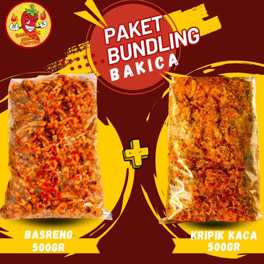 

PAKET BUNDLING BASRENG - KERIPIK KACA (BAKICA) PEDAS DAUN JERUK BSC