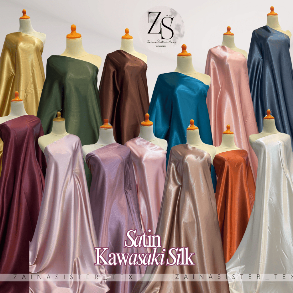 Bahan Kain Satin Silk Kawasaki Polos Premium Bahan Tebal Mewah (Harga Setengah Meter)