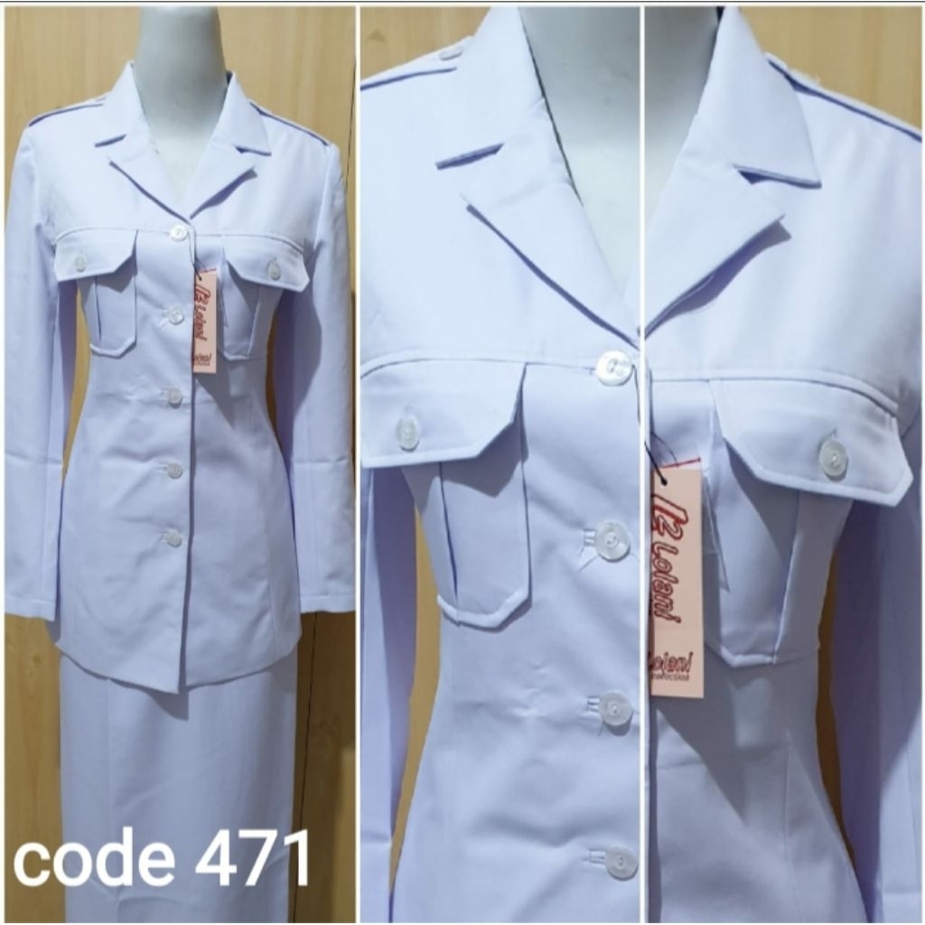 Blazer baju kerja kantor seragam perawat baju perawat baju dinas hitam putih