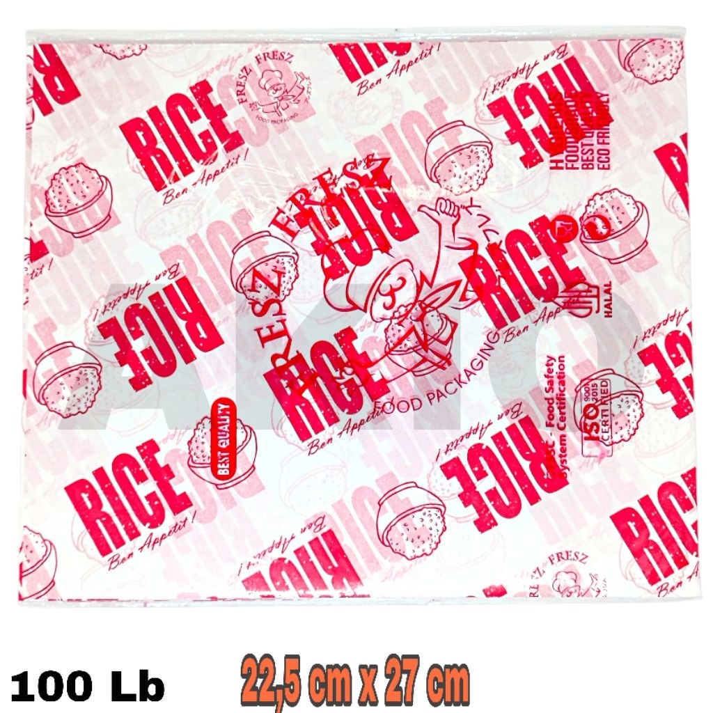 Kertas Nasi Motif 22,5 x 27 cm FRESZ 100 Lembar Tebal Pembungkus Makanan Daun Pisang Paper Wrap Prin