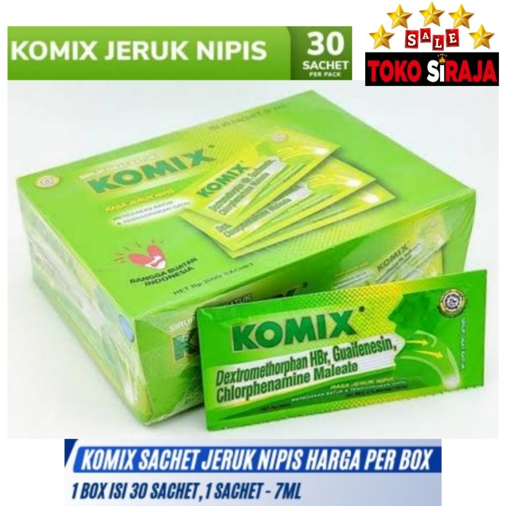 KOMIX JERUK NIPIS 1 BOX 30 SACHET / SIRUP OBAT BATUK KOMIX JERUK NIPIS PER BOX ISI 30 SACHET