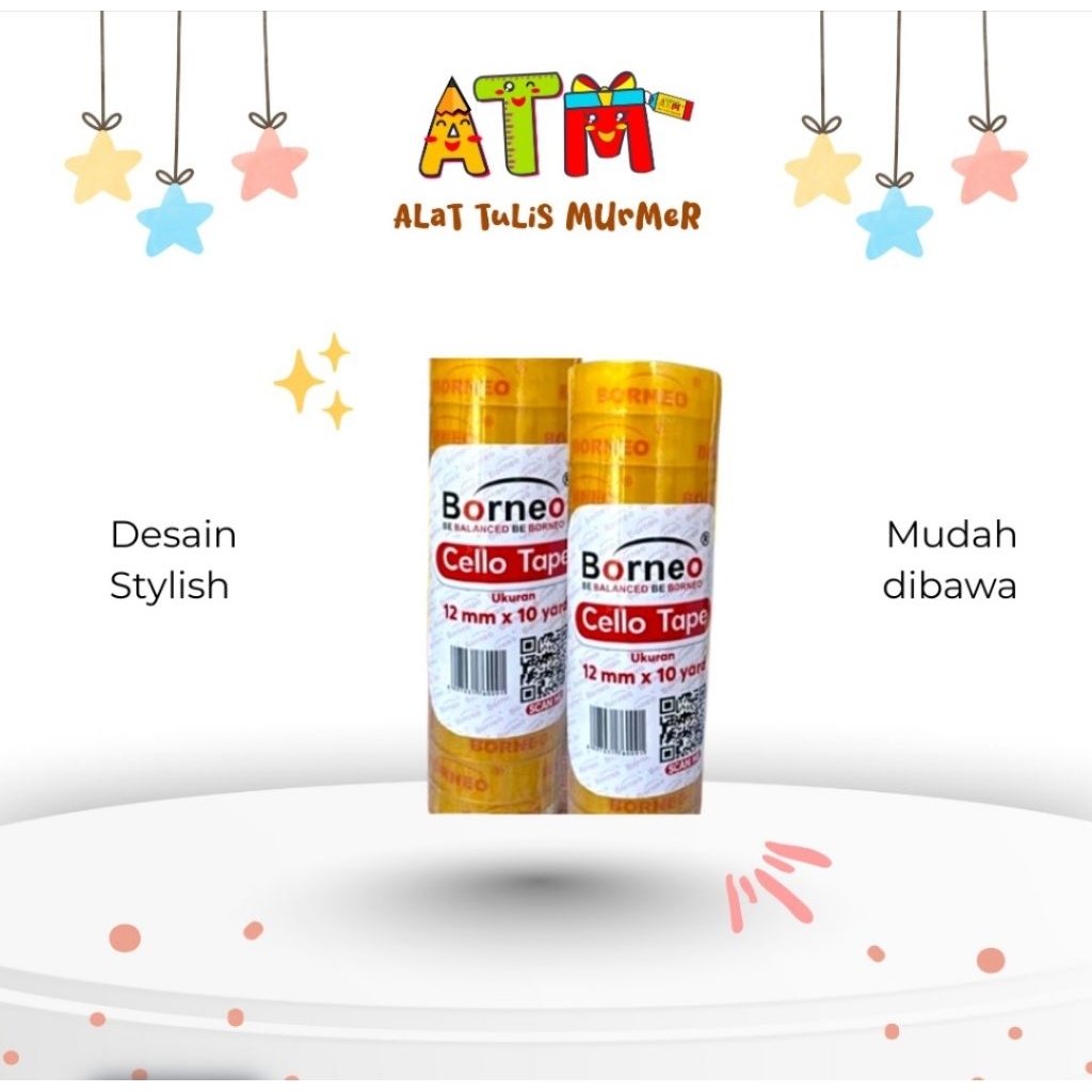 

Isolasi/Solatip/Tape/Perekat/Cello Tape Borneo Core Kecil 12mm x 10mm/1 Slop