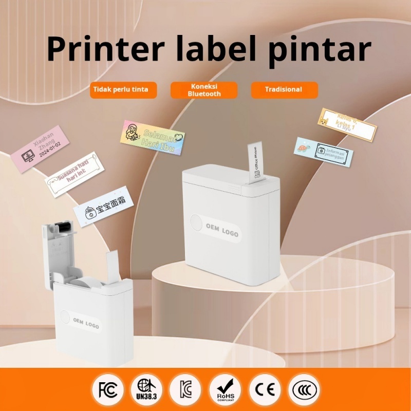 Printer stiker label Bluetooth nirkabel portabel printer nirkabel kecil mini untuk rumah