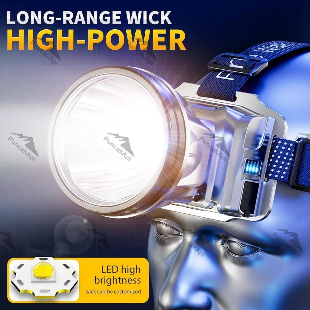 Senter Kepala 500 WATT / LED Headlamp 500Watt Penerangan terus menerus selama 800 jam senter super t