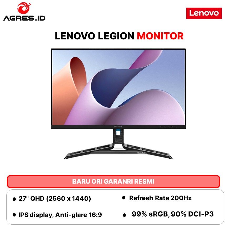 LENOVO LEGION GAMING MONITOR 27 INCH R27QE GEN 2 IPS QHD 2K 1440P 0.5MS 200HZ ERGONOMIC
