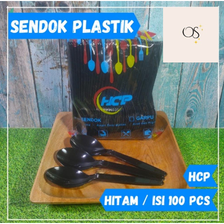 One Stuff Sendok Makan Hitam HCP isi 100 Pcs / Sendok Plastik