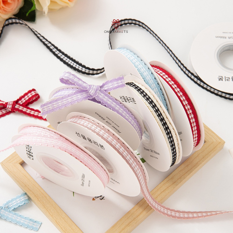 

1METER Pita Renda Mini Motif Garis dan Pola Anyaman – Pita Dekorasi 1 cm untuk Kado, Buket Bunga, Scrapbook, dan DIY Kerajinan PS032