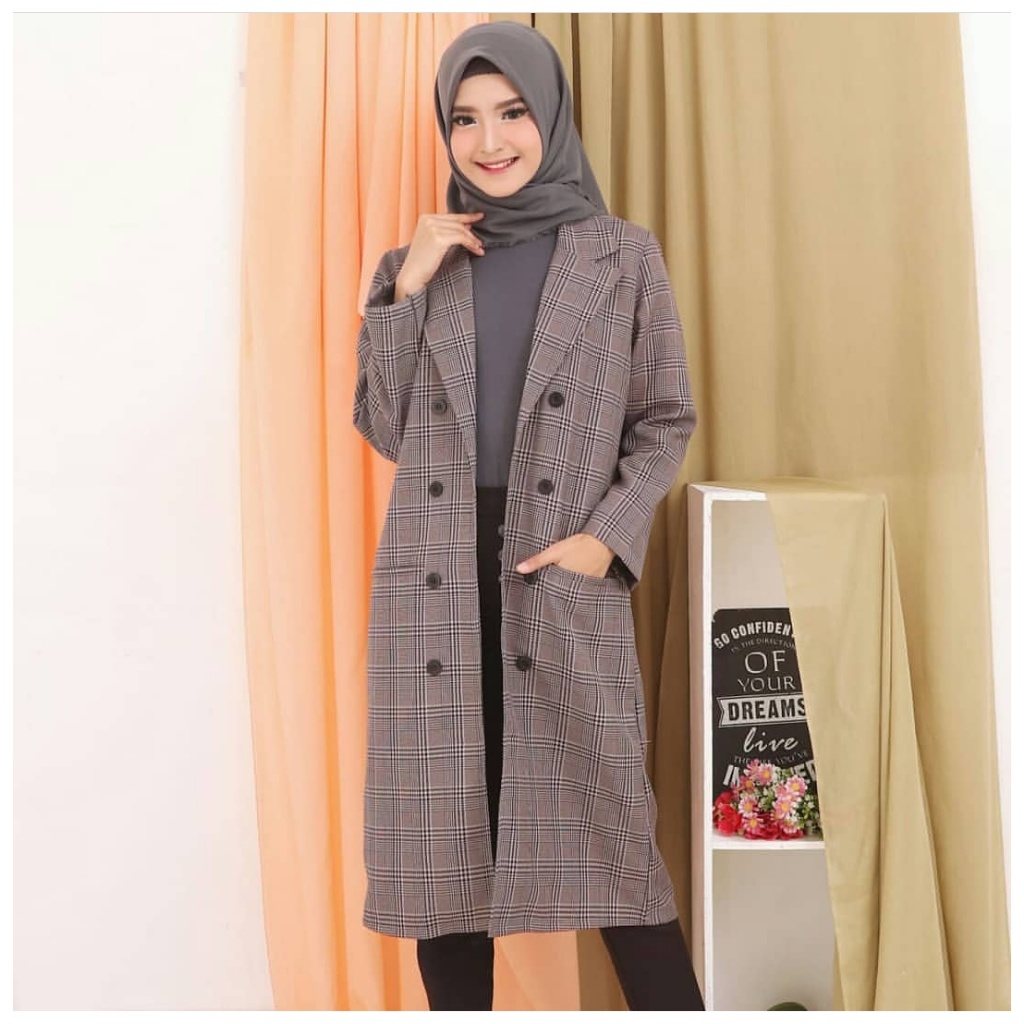 Yoona Long Coat Blazer / Outer Kantor Panjang Wanita Long Coat Korea Style