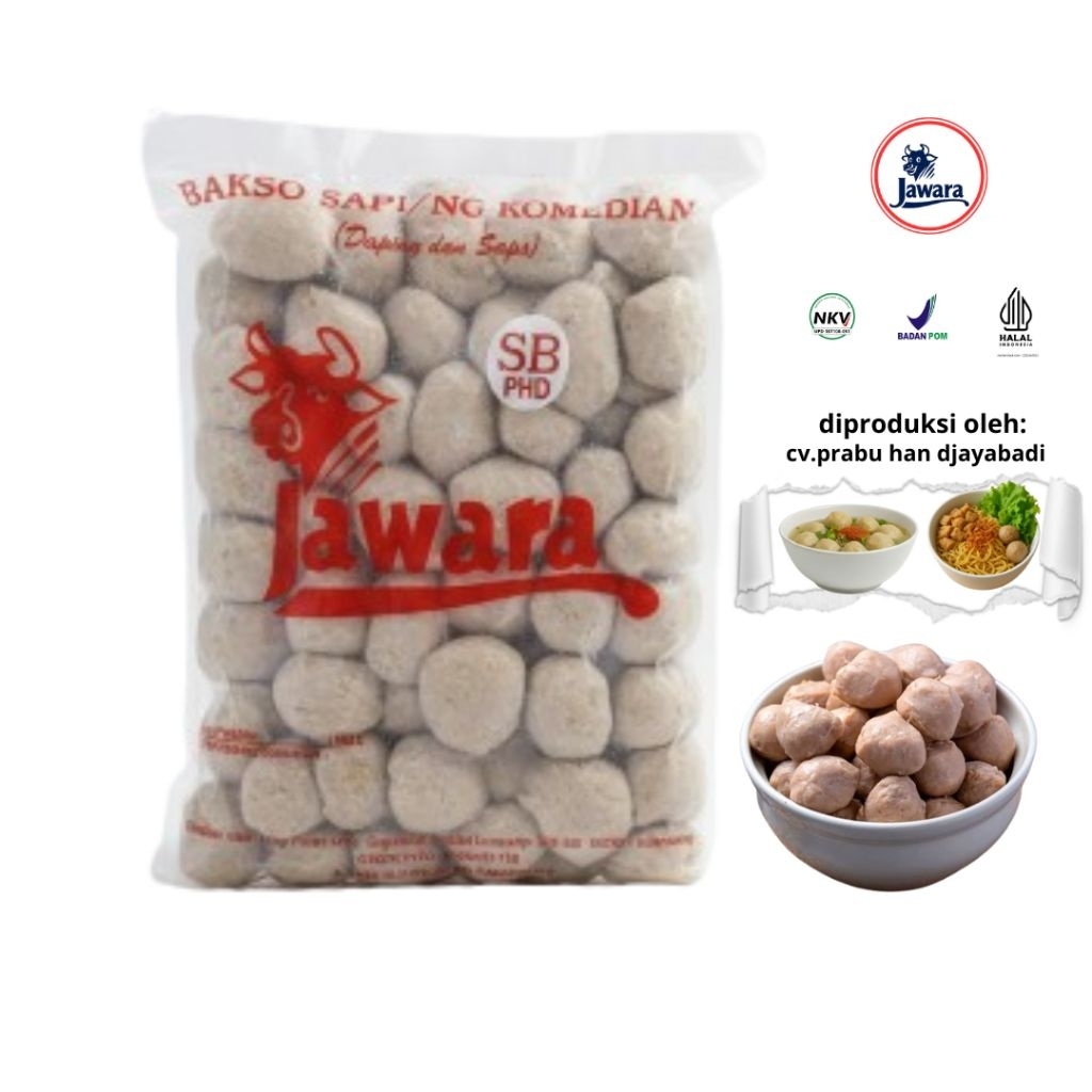 

Bakso Jawara Daging Premium Ayam Dan Sapi Kombinasi SBPHD isi 50 Halal Dan Bpom