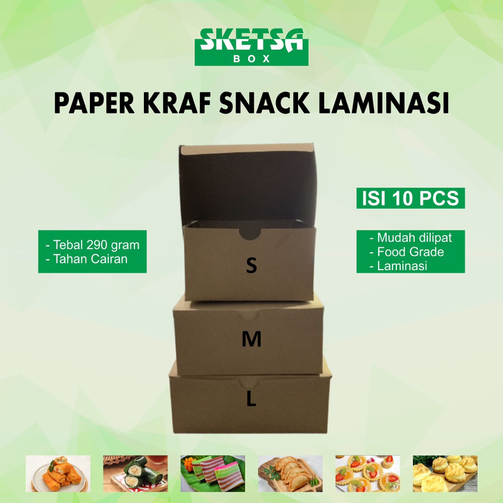 

Snack Box ukuran S, M, L Sudah Laminasi (Harga Per 10pcs)