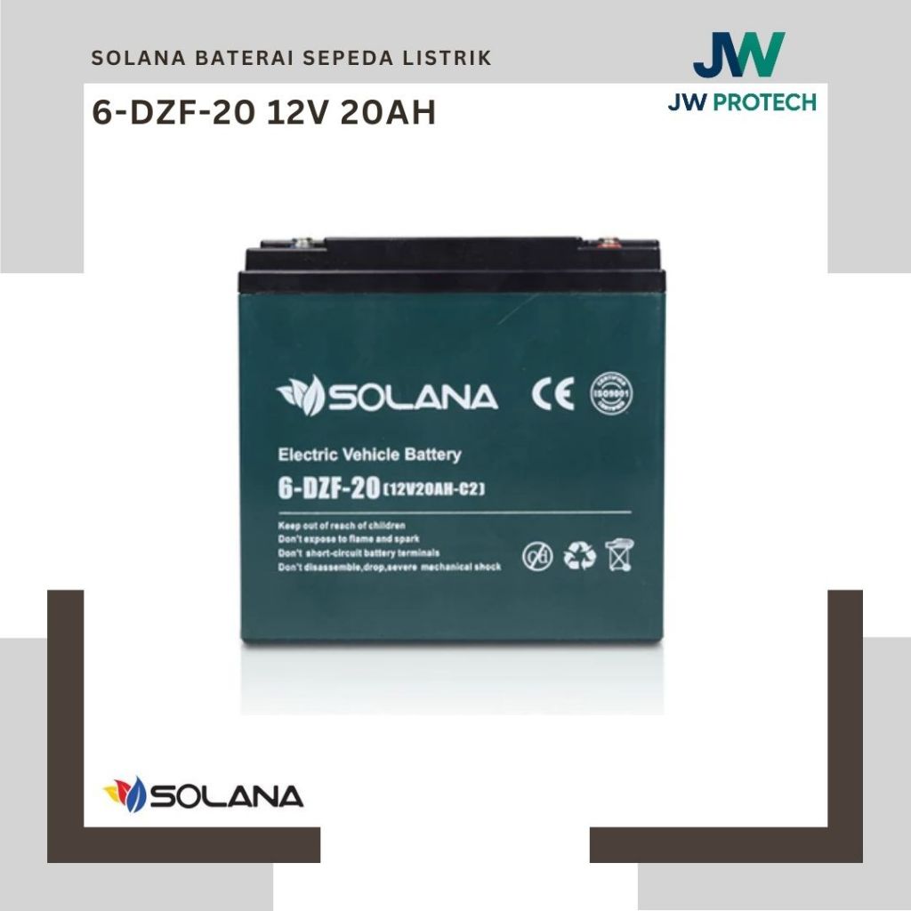 SOLANA Baterai Aki Motor Sepeda Listrik Elektrik Vehicle Battery 6-DZF-20 12V 20AH