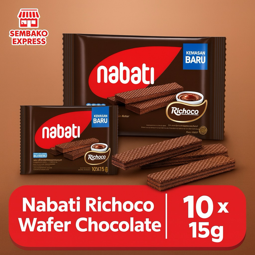 

Nabati Richoco Wafer Chocolate 10x15g – Wafer Cokelat Renyah Isi Krim Lezat