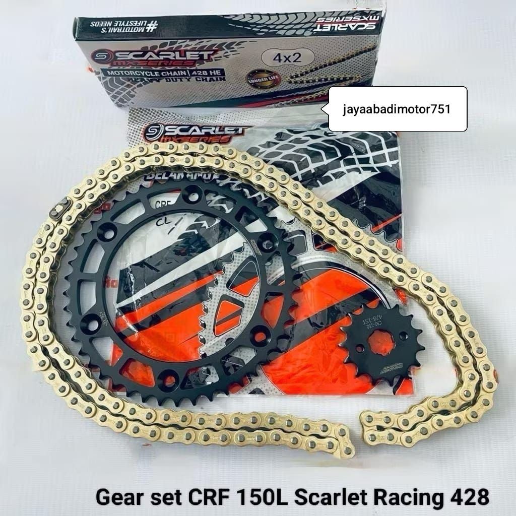 gear set scarlet racing crf 150L set rantai gold scarlet 428