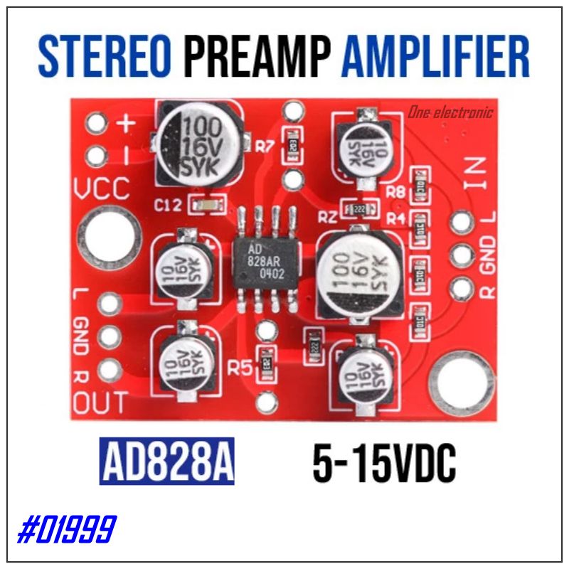 AD828 Stereo Preamp Power Amplifier Board Preamplifier Penguat Sinyal Audio