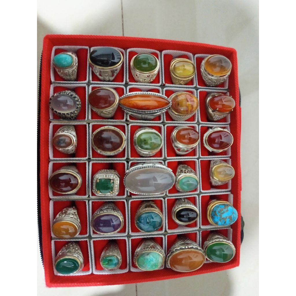 Cincin batu akik borongan bacan kura kalimaya Indocrase red Rafles 30pcs