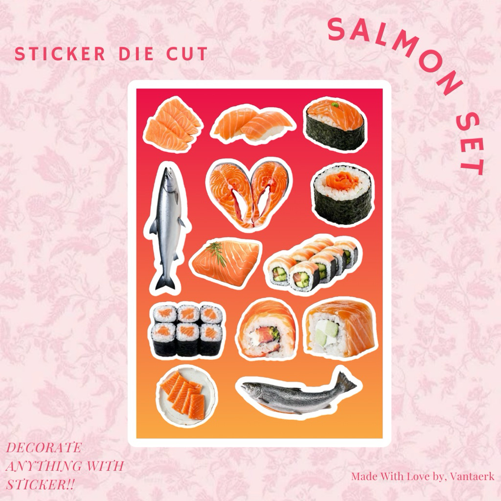 

Stiker Salmon Sashimi Sushi Aesthetic Ikan Deco Jurnaling Scrapbook