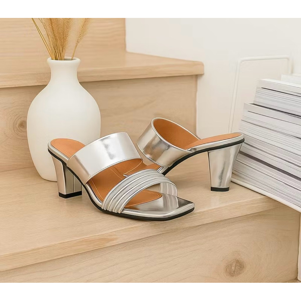AS - 177 Magdalena Heels Silver Sandal Higheels Ukuran Besar 40.45 Sendal Pesta Weeding Casual Jumbo