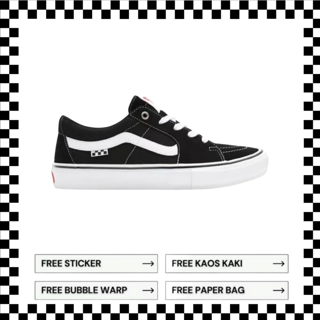Sk8 Low Pro Skate Black White 100% Original