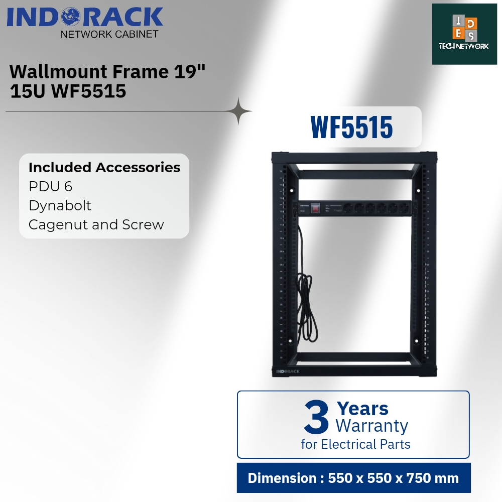 Indorack WF5515 Wallmount Frame 15U Depth 550mm Rack Server