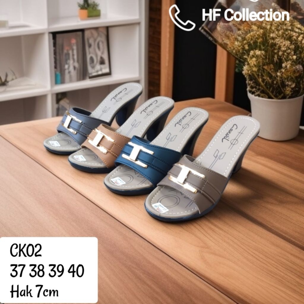 sandal hak wanita carvil bahan sintetis