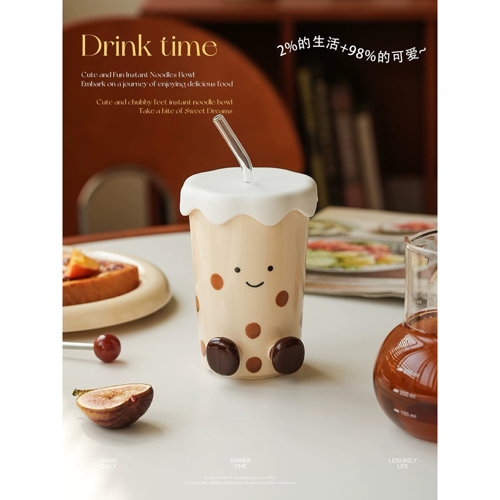 Mug Keramik Pretzel Lucu Dengan Sedotan Kaca  // Gelas Pretzel