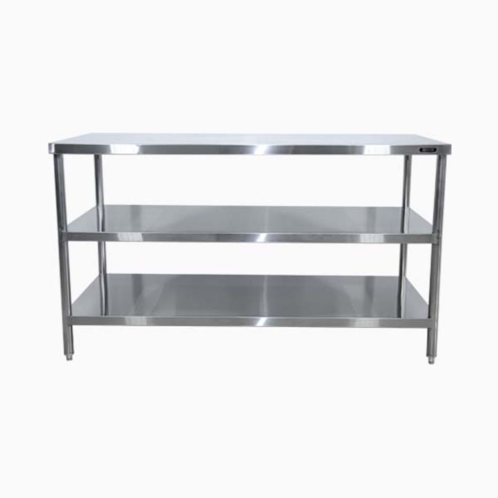 meja stainless steell/meja stainless dapur restoran coffe dapur Rak 3 susun