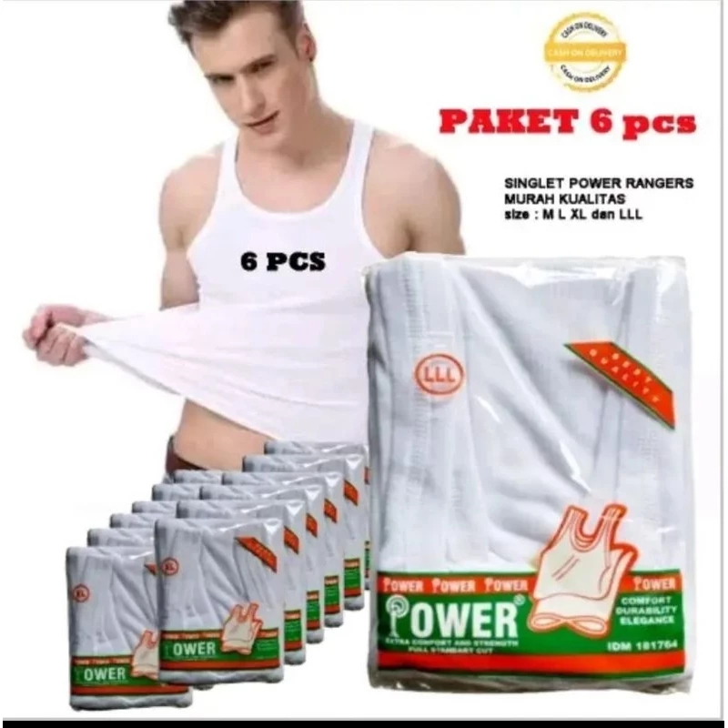 Kaos Dalam Pria Power / Kaos kutang pria / Kaos Singlet Pria Dewasa Remaja