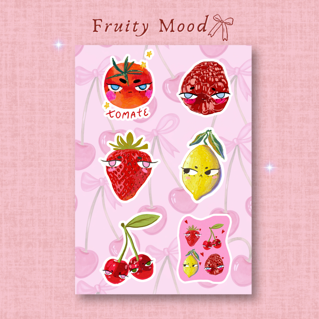 

Fruity Mood - Aesthetic Vinyl Sticker Pack with Kiss Cut (A6)