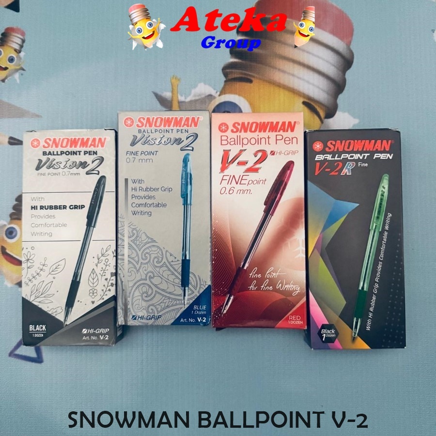[BOX/12PCS] SNOWMAN BALLPOINT V-2 V-2R PULPEN