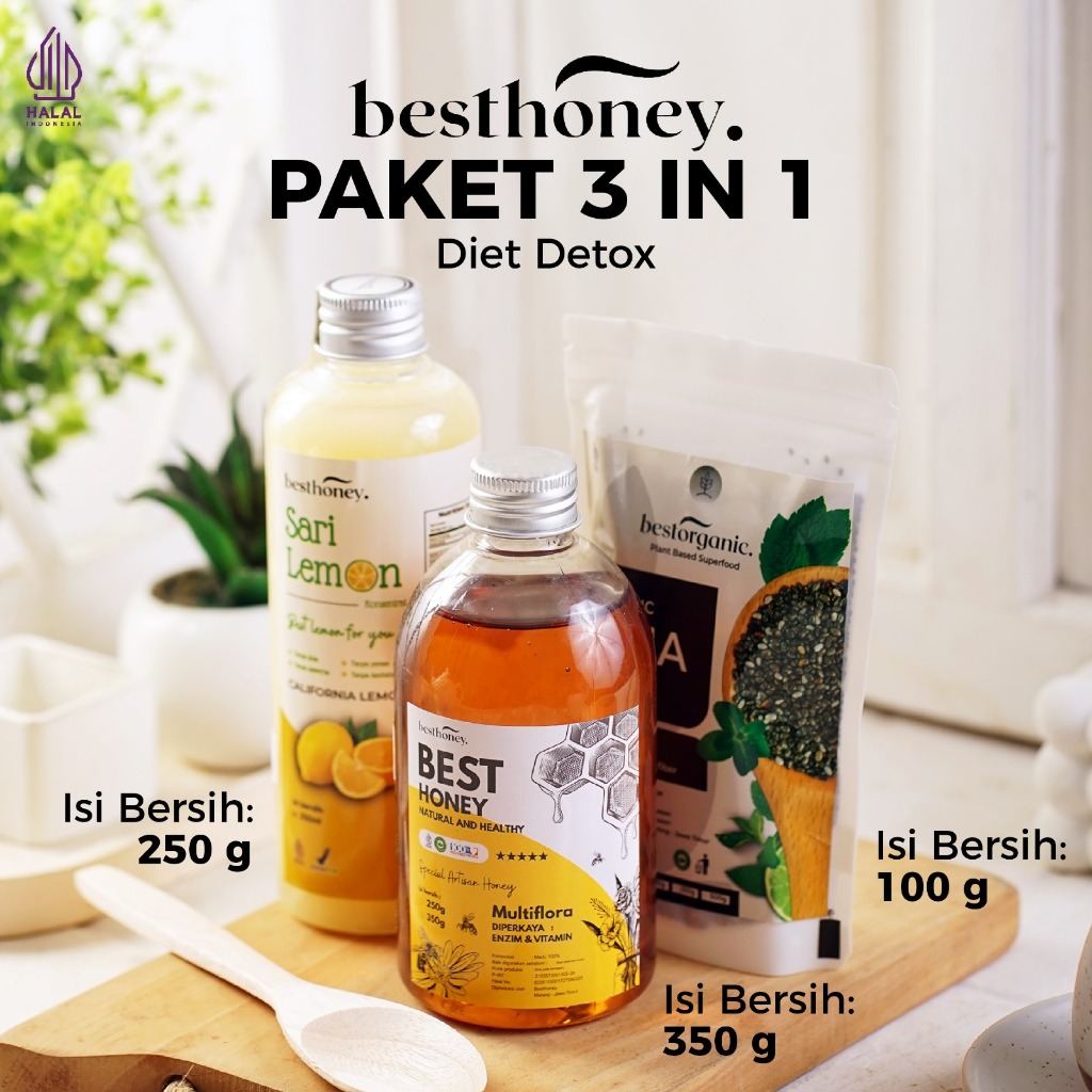 

Besthoney - PAKET 3 IN 1 sarilemon 250ml + madu 350ml + chiaseed 100g