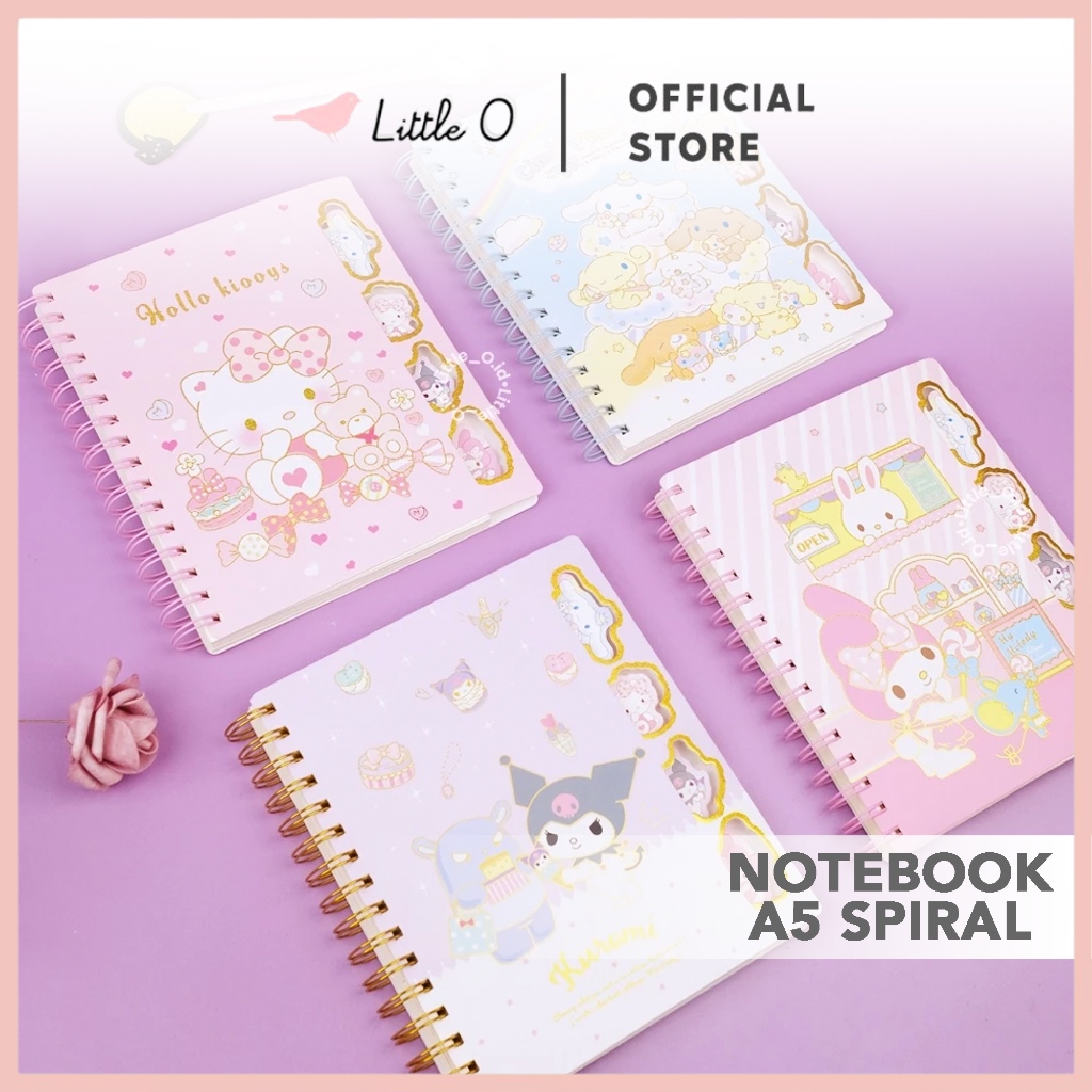 

LITTLE O Notebook Sanrio Buku Diary Binder Book Sanrio Buku Spiral A5 Hard Cover