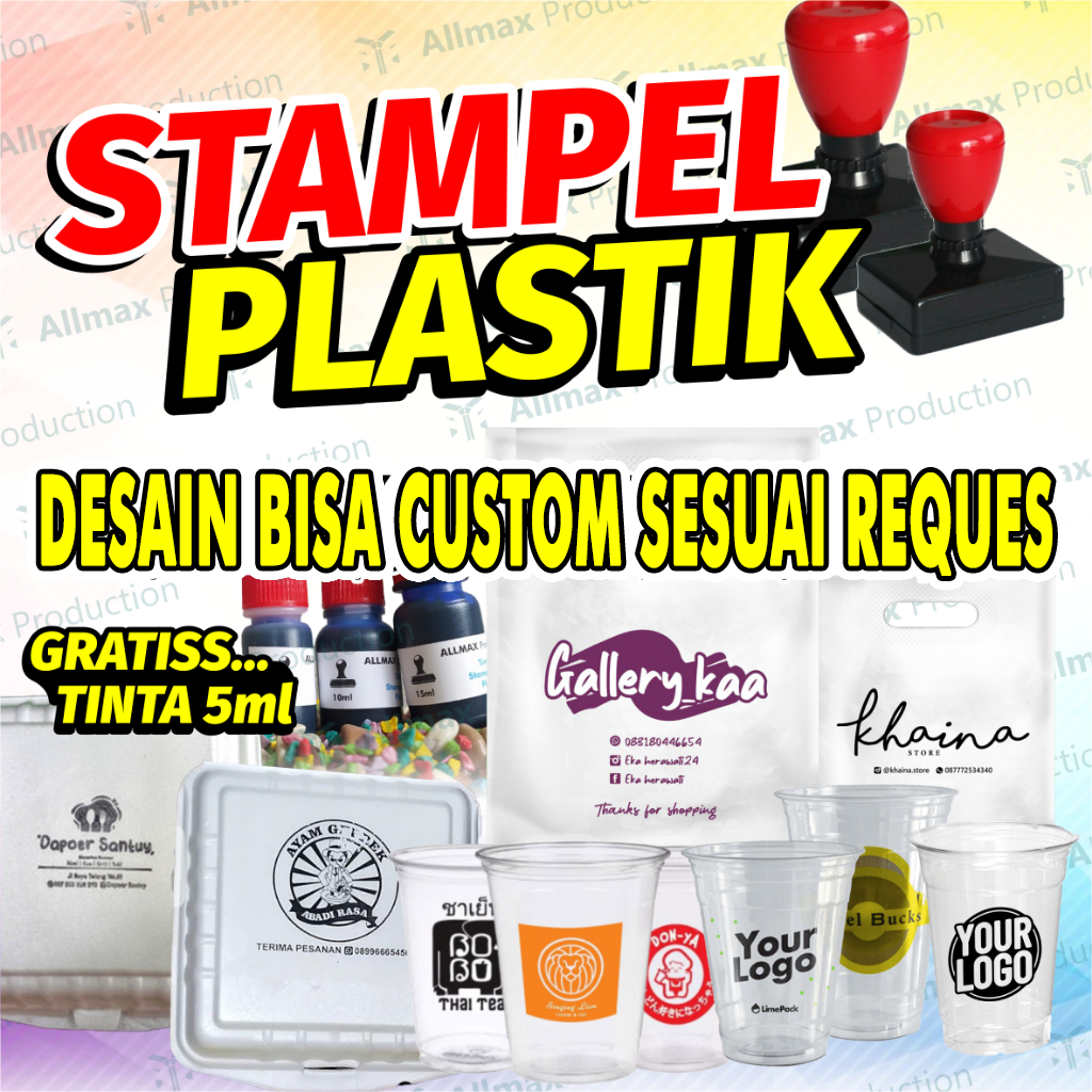 

Stempel Plastik / Gelas Cup / Sterofoam / Mika + Free Tinta